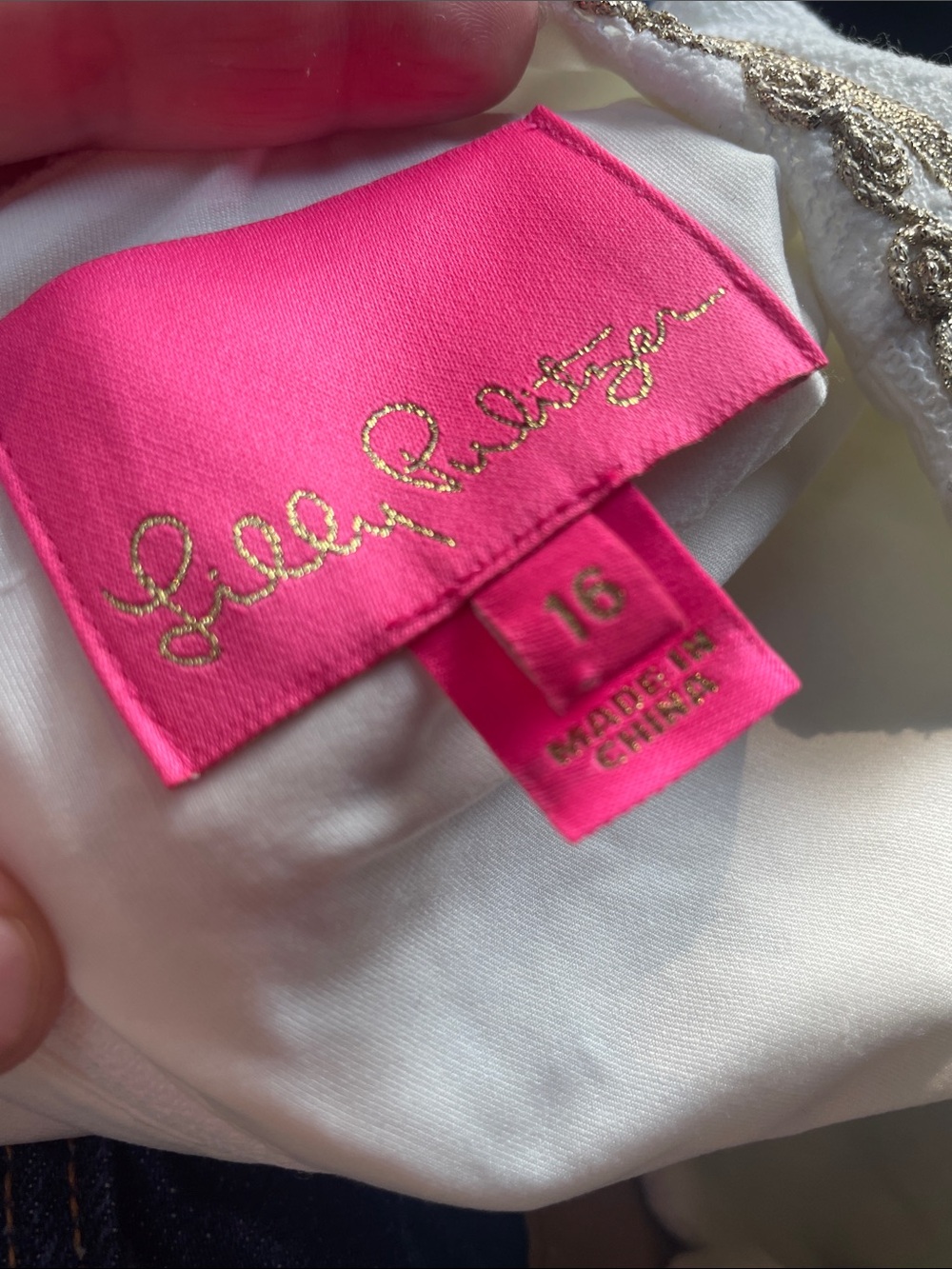 Lilly Pulitzer Carlotta Maxi Dress with Gold Embroidery Sz 16 - Picture 8 of 8